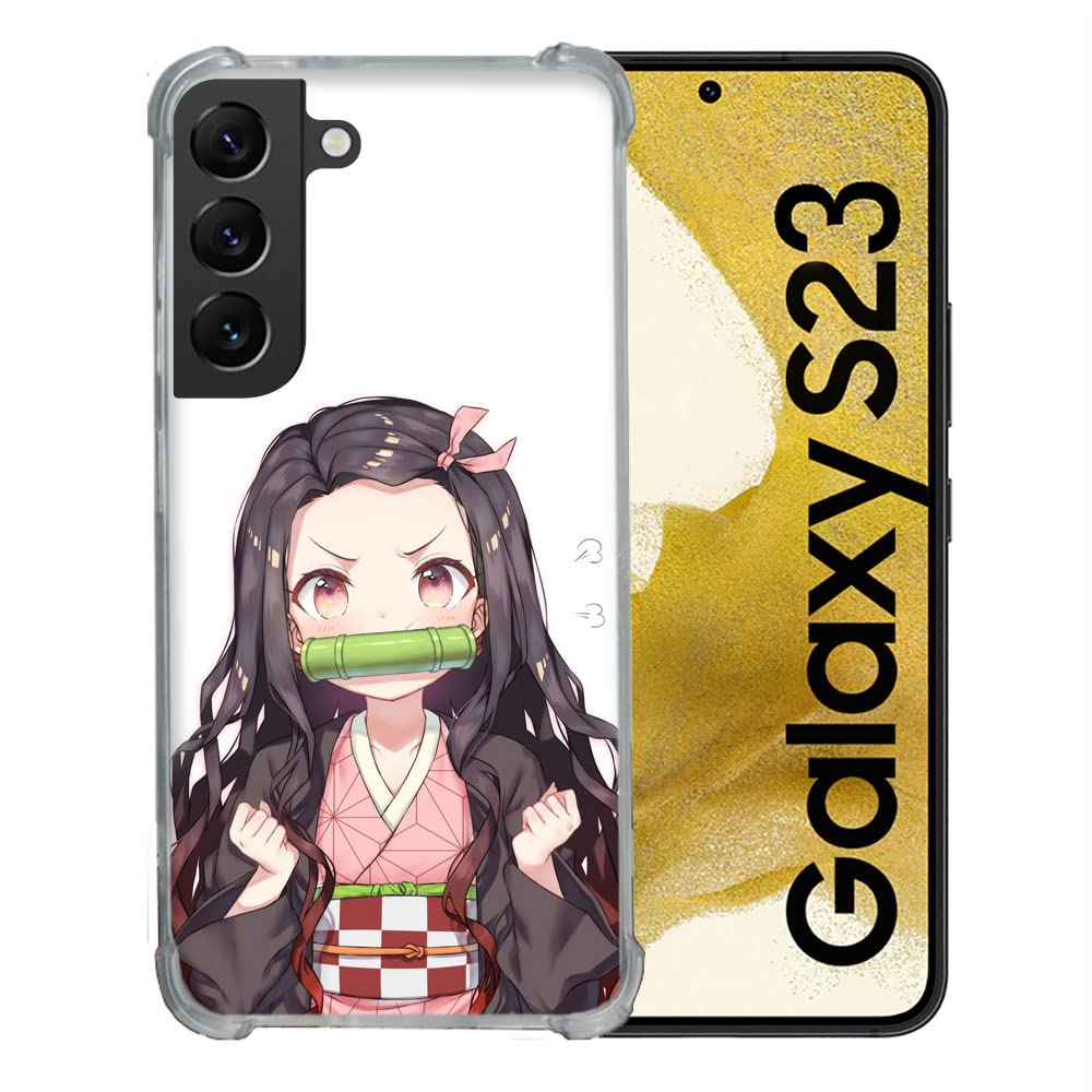 Cokitec Tempered Glass Reinforced Case for Samsung Galaxy S23 Manga Demon Slayer Nezuko
