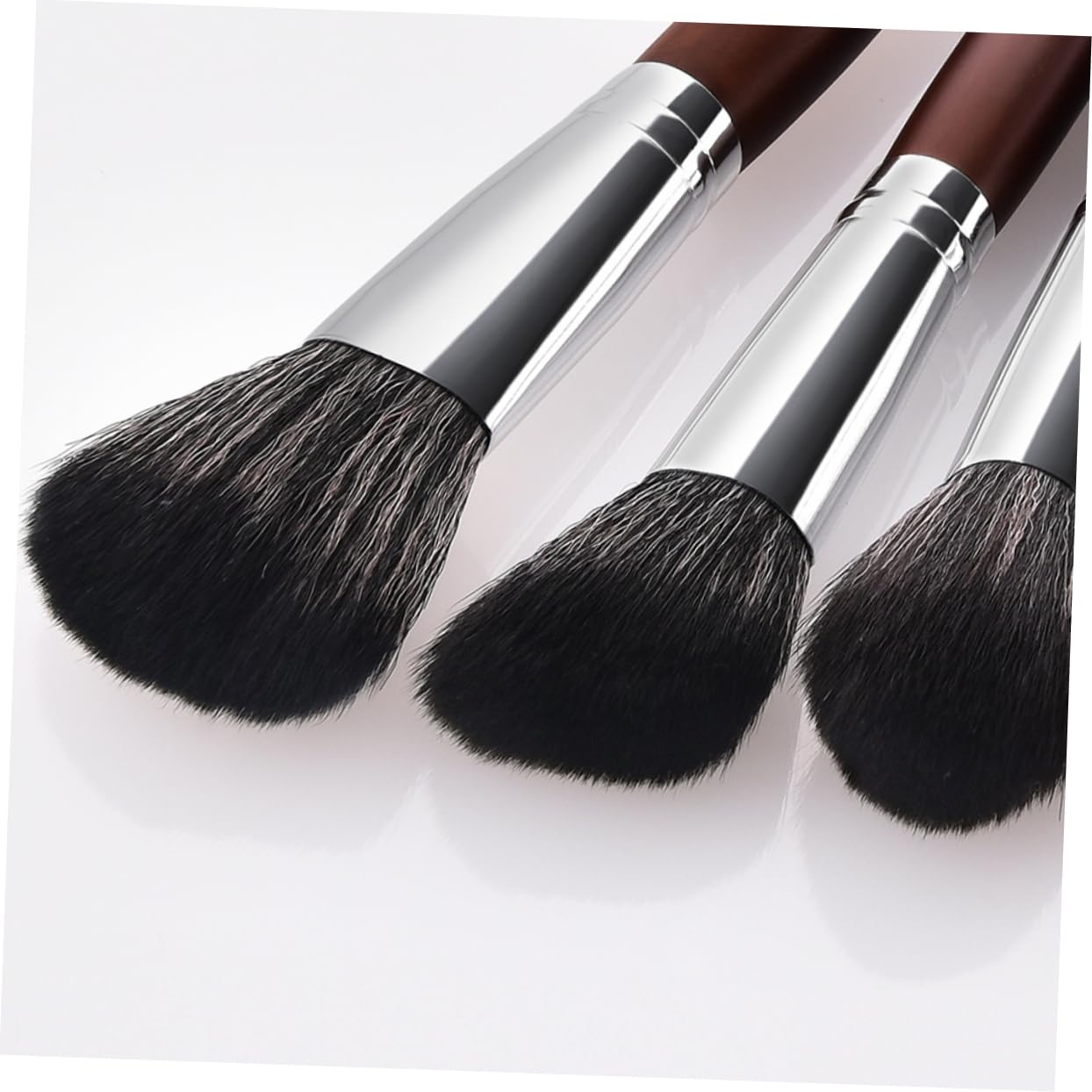 minkissy Set Di 3 Pennelli Per Il Trucco Con Manico in Legno E Setole in Nylon Kit Di Pennelli Per Cosmetici Per Donne E Signore Aspetto Naturale 10 Pezzi*3