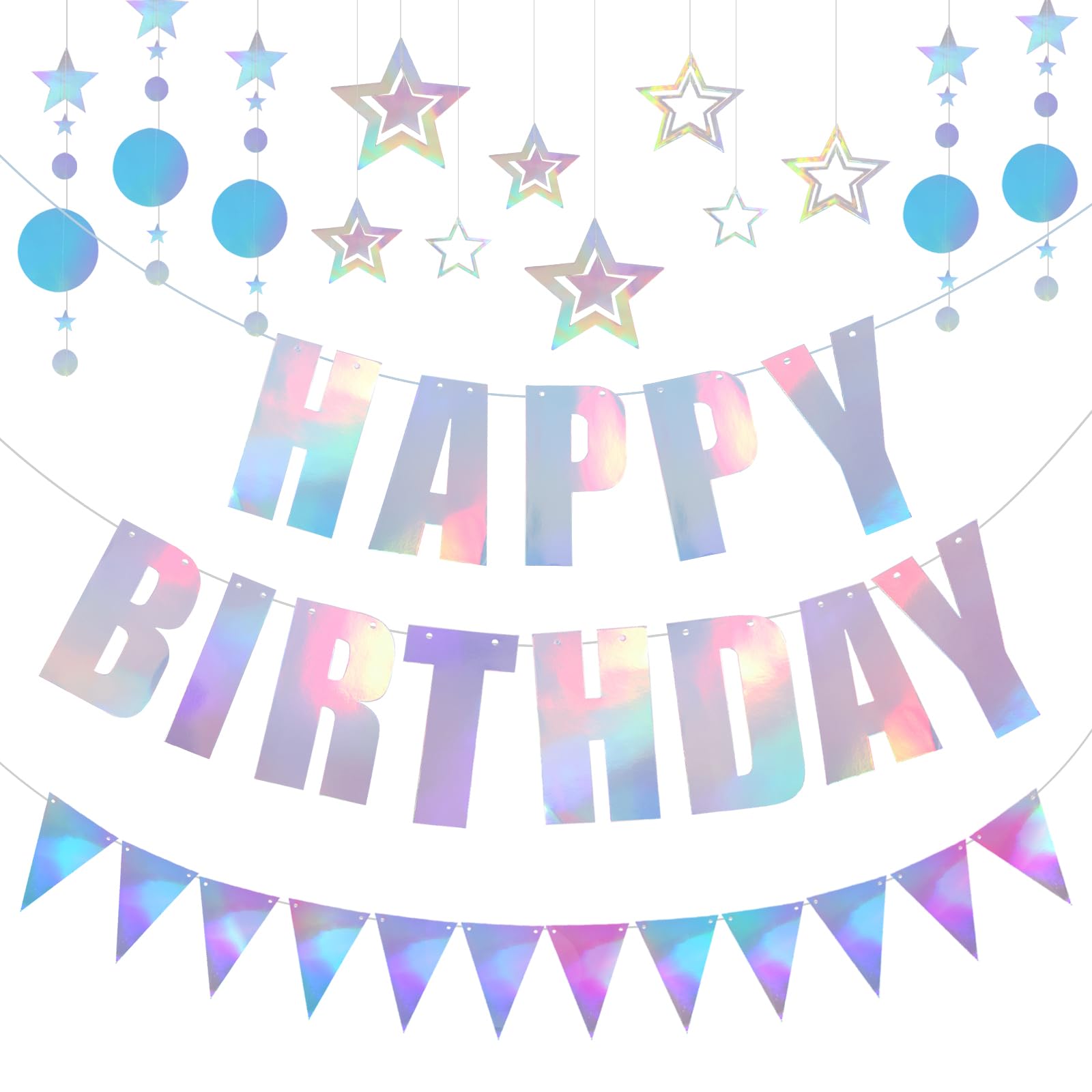 Iridescent Birthday Decorations, Holographic Birthday Decorations