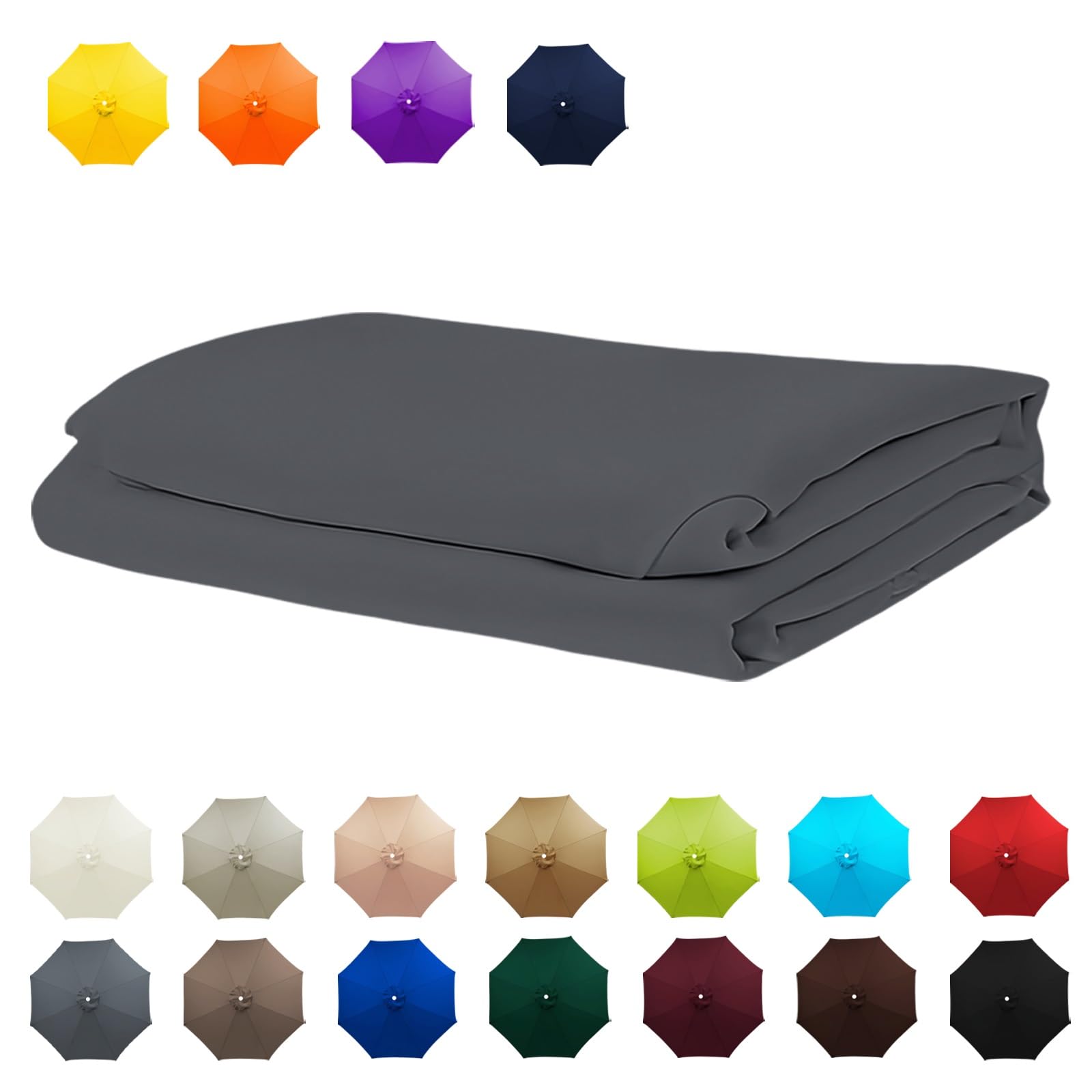 Replacement Umbrella Canopy, 6 Arms/8 Arms replacement parasol cover, Replacement Strong & Thick Umbrella Canopy, Market Umbrella Top, Outdoor Table Umbrella Cover Standby(Gray,8.2FT/2.50M-8Ribs)