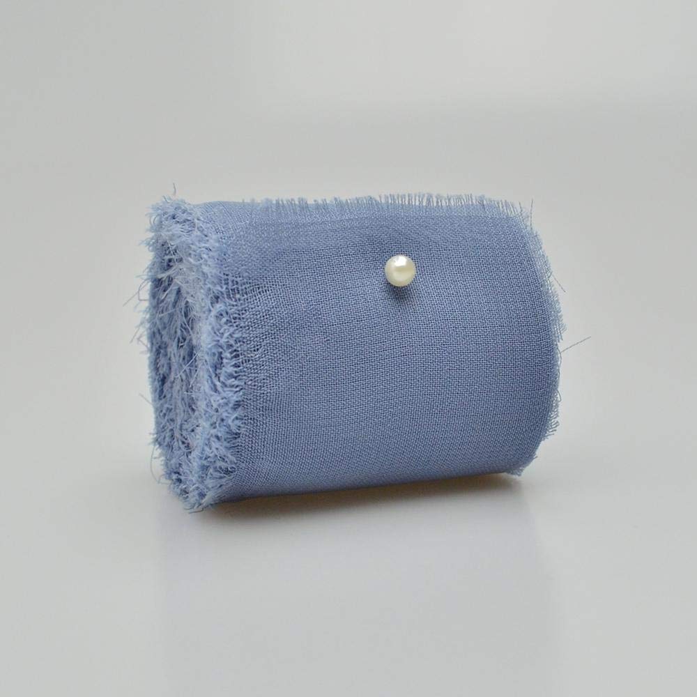 4,5 cm x 5,5 m Staubblaues, ausgefranstes Chiffon-Seidenband, handgefertigte Fransen, Bandsträuße, Hochzeitseinladung, Geschenkverpackung, Flatlay-Dekor, Lila