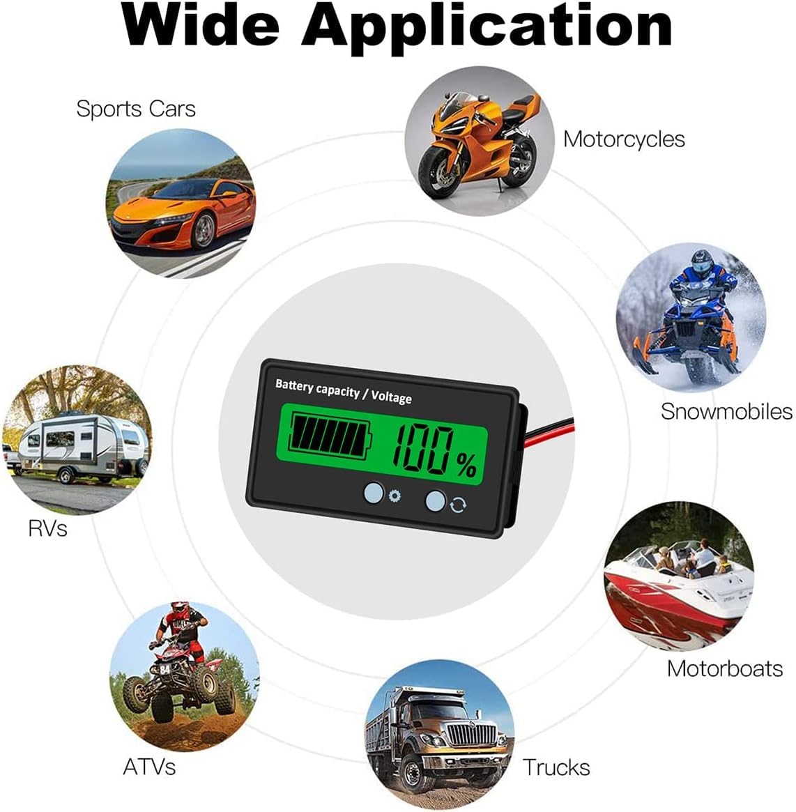 Roboway Battery Indicator Display 12-84V Battery Capacity Voltage for Lead Acid Battery, Check Battery Voltage and Charge Percentage of E-Rickshaw & E-Bikes, Green (RW-972) - Image 3 thumbnail