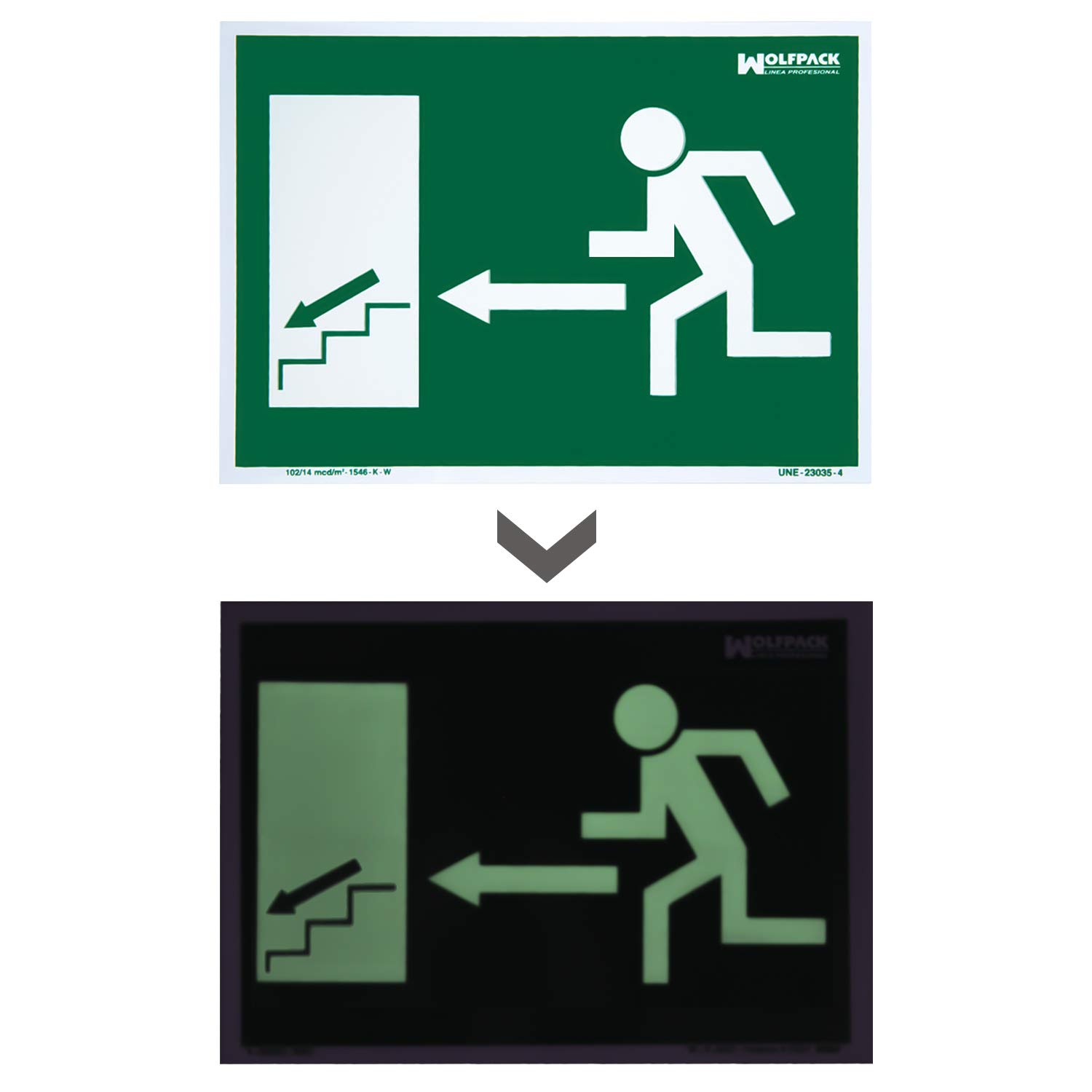 Wolfpack Sign 'Exit Below Left 15051235 Scale 30 x 21