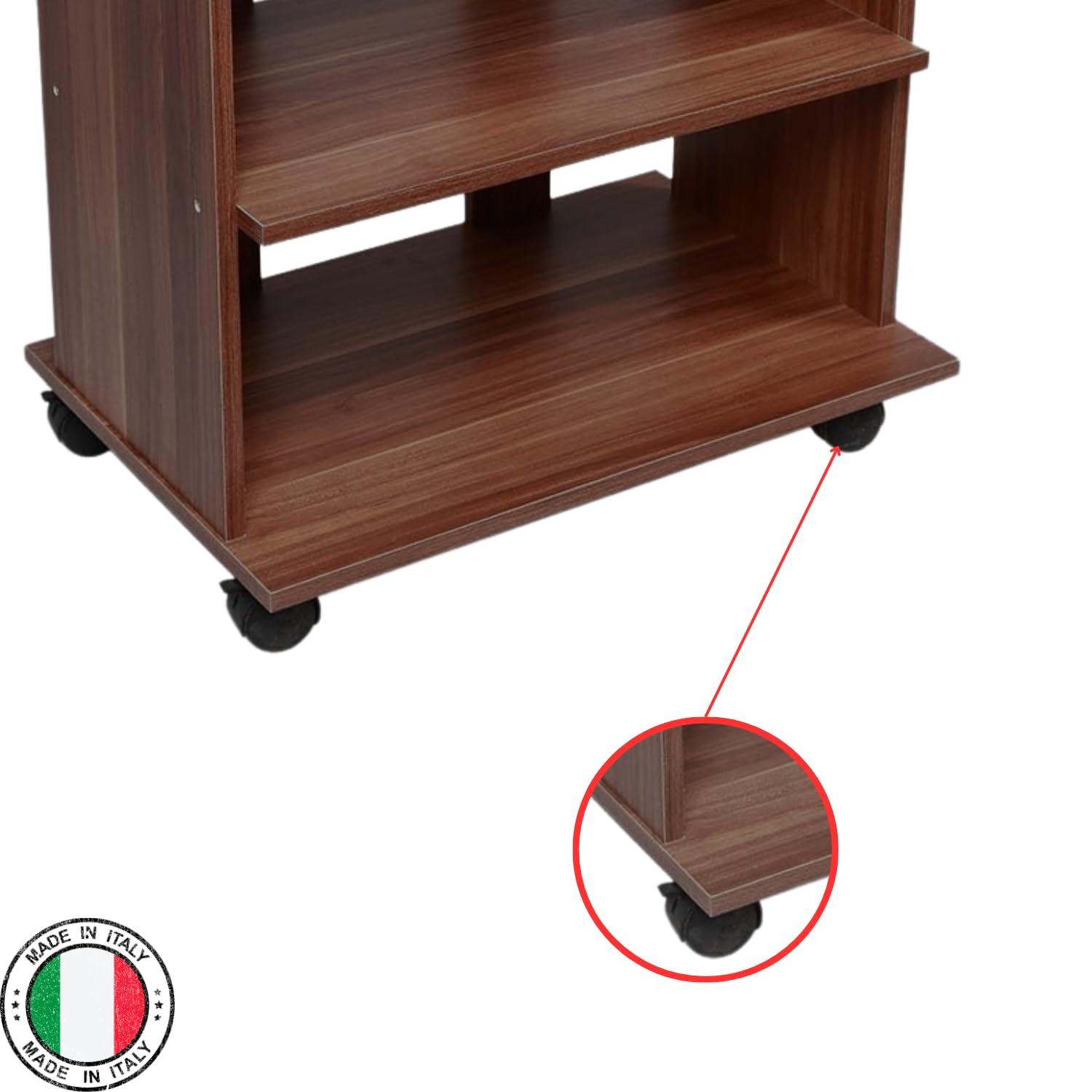 MOHOME Mobile Tv Legno MDF 3 Ripiani Mobiletto Noce Antico Carrello Porta Tutto Pavimento Televisore Console Videogiochi DVD Ruote Trasportabili Robusto Moderno