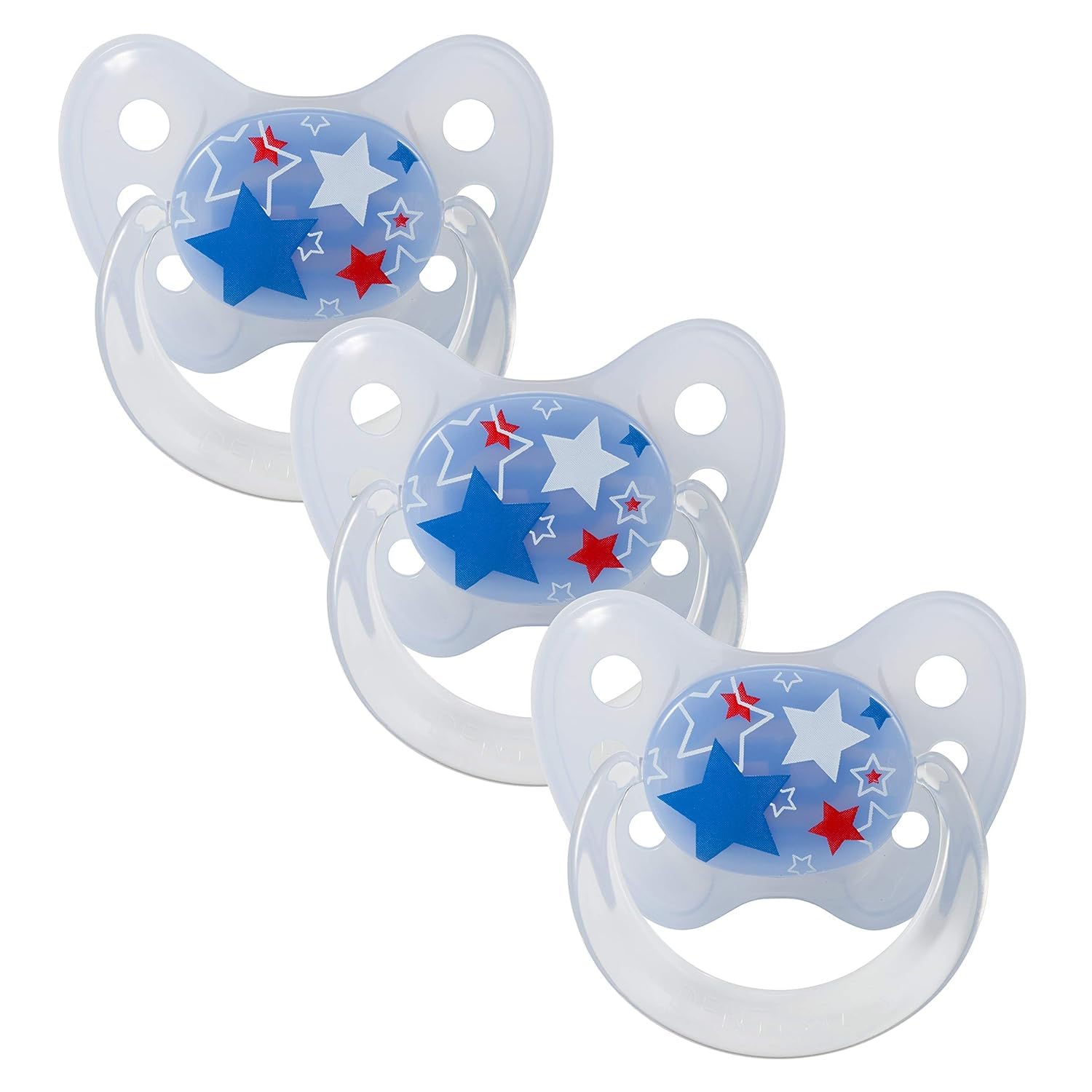 dentistar Latex Schnuller 3er-Set - Größe 2, 6-14 Monate - Zahnfreundlicher Naturkautschuk Nuckel mit Dentalstufe – BPA-frei - Made in Germany - Sterne, Blau