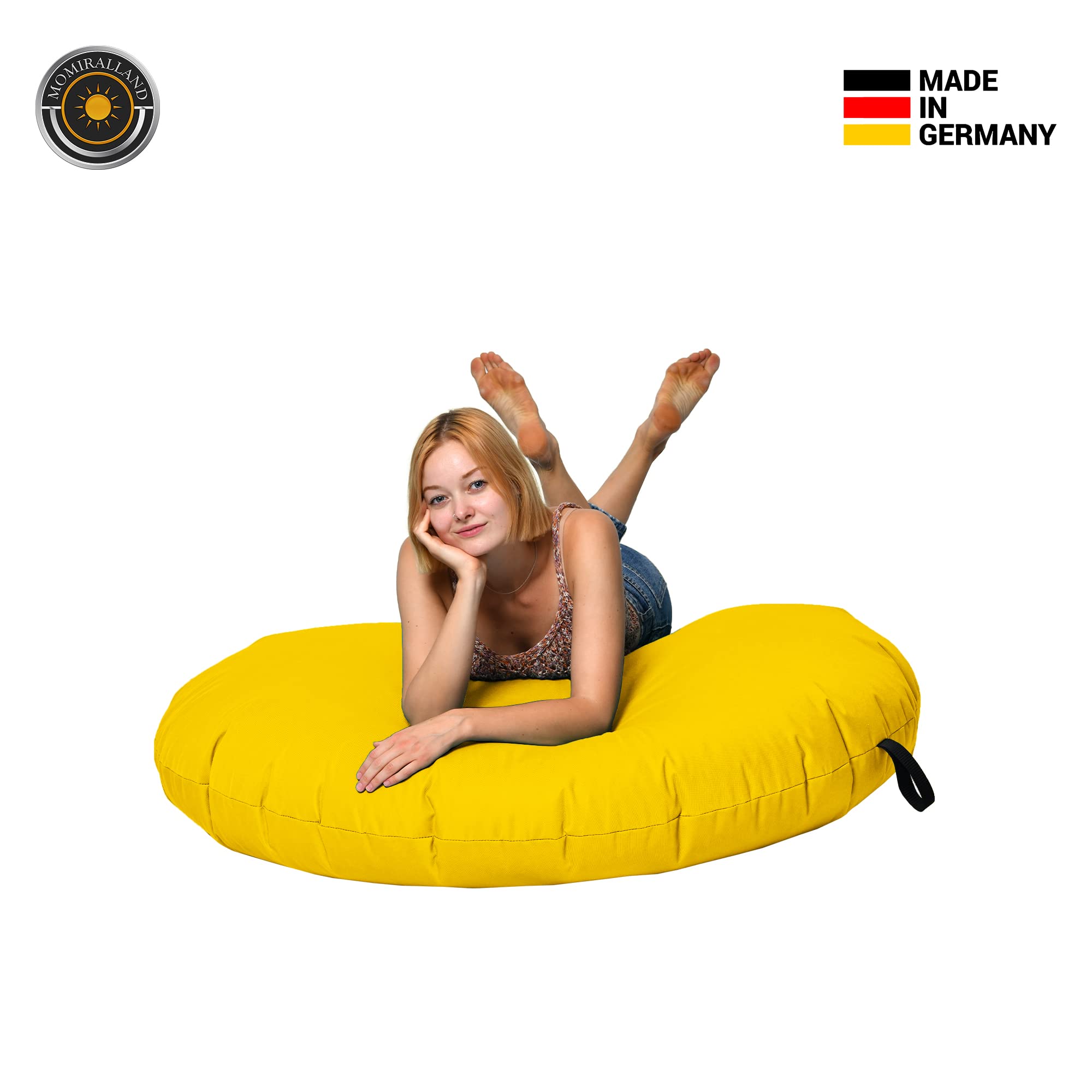 Sitzsack 2 in 1 Funktion für bequemes Sitzen & Liegen – Indoor & Outdoor da er Wasserfest ist – Bdenkissen – für Kinder & Erwachsene (Anthrazit, 120 cm - Durchmesser)