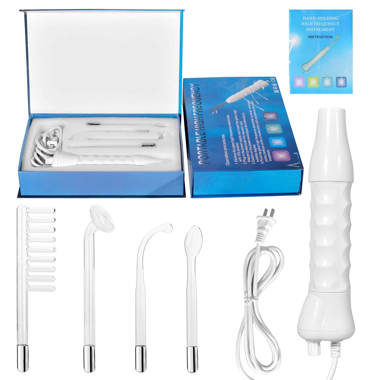 Bella Faccia High Frequency Wand, Portable Handheld Electrode High Frequency Electrode Facial