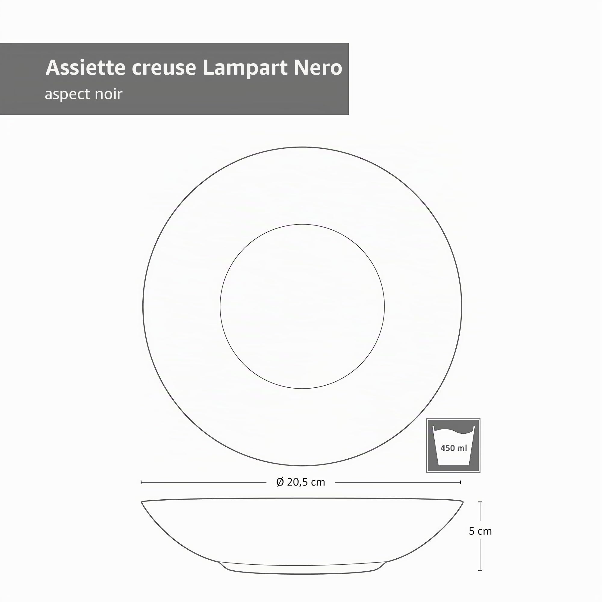 MamboCat Lampart Nero 18 pièces. Service de 18 assiettes noires pour 6 personnes – Style ethnique moderne – Assiettes en grès noir mat – Assiettes creuses, assiettes à gâteau