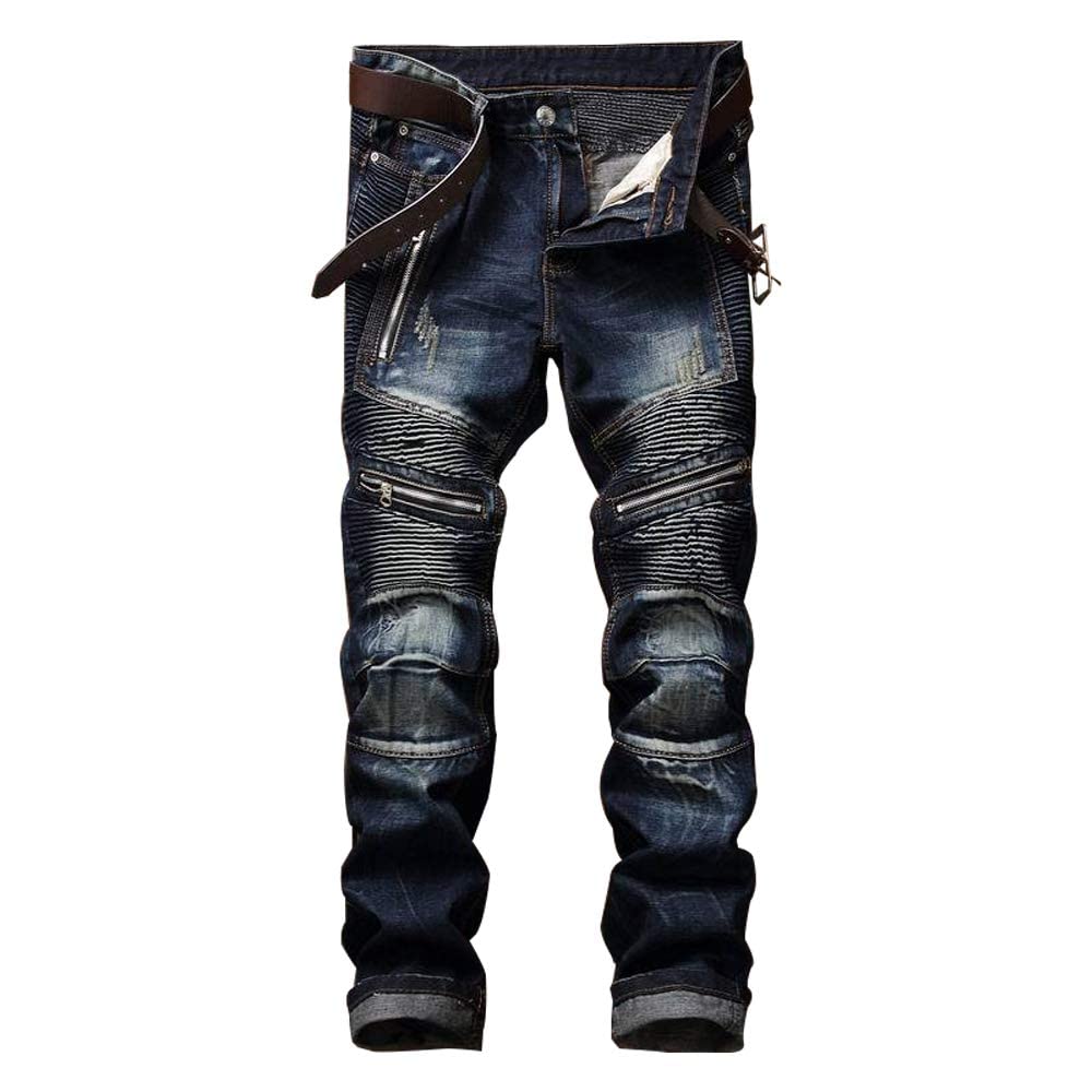 RXXKKKMen's Classic Zipper Biker Regular Fit Flex Jean