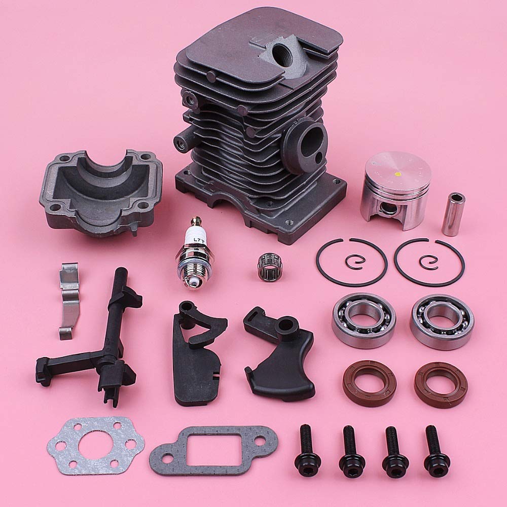 HAOHAO 38 mm Cilindro Kit de pistón Compatible with Stihl MS180 018 MS 180 Motosierra Pieza del Motor Pan cojinete de bancada del Sello de Aceite del gatillo de aceleración