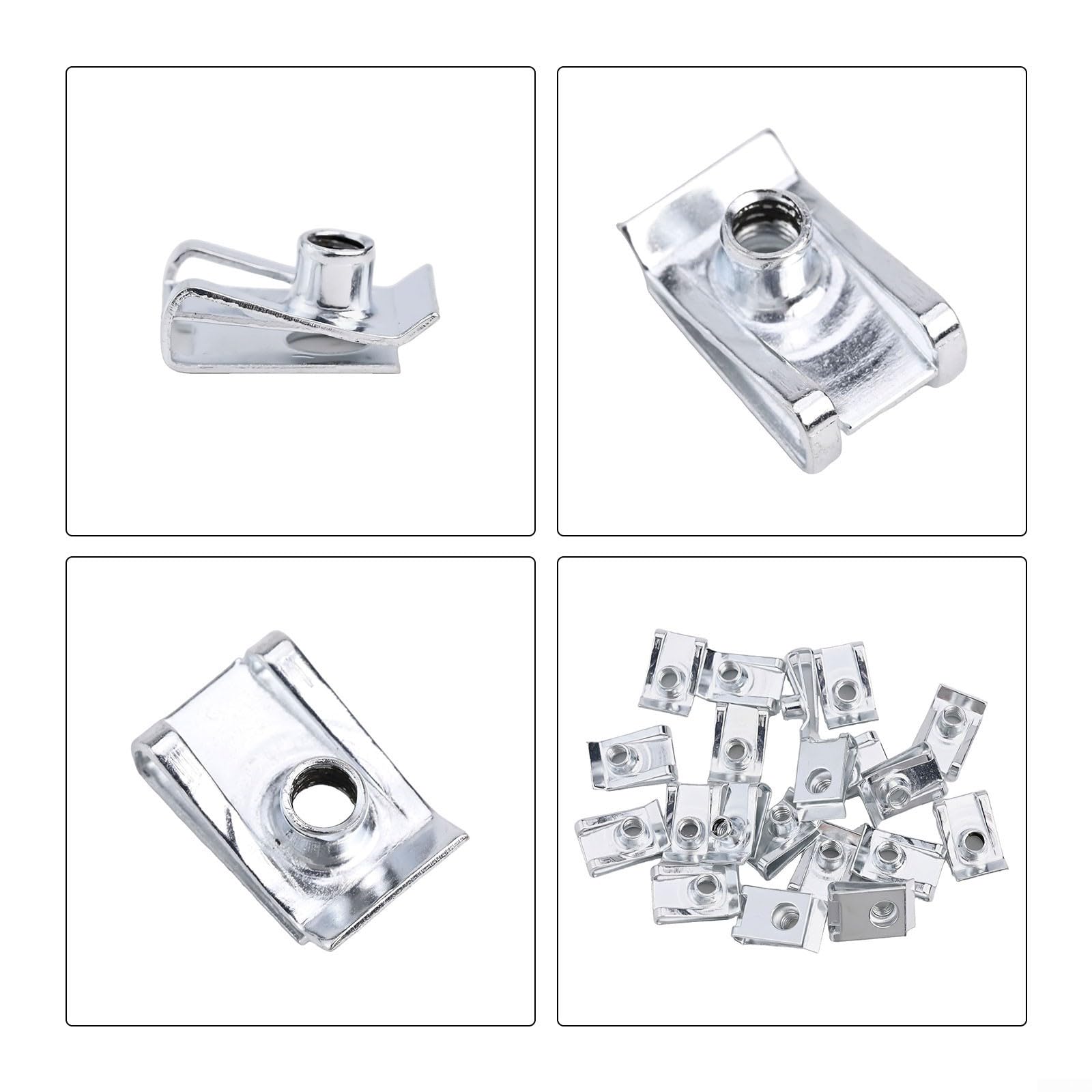 Dadi per camino, clip di fissaggio a U, dadi a U, in metallo zincato, resistenti con 20 pezzi, per veicoli a motore, elettrodomestici, apparecchiature elettriche ()