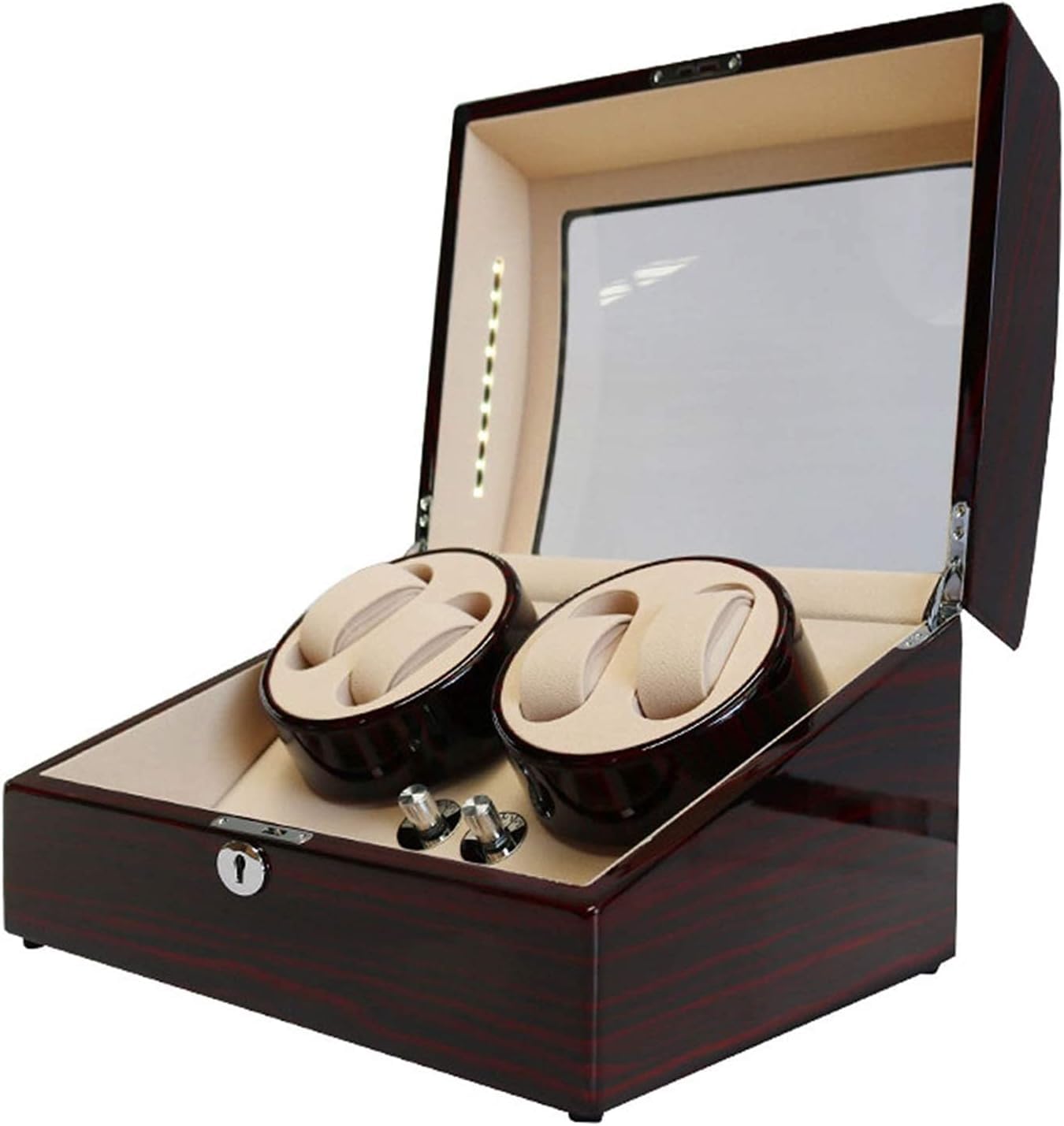 FENOKD Watches and Jewelry 4+6 Automatic Watch Winder Quiet Motor Wooden Storages Box Case 5 Rotation Modes