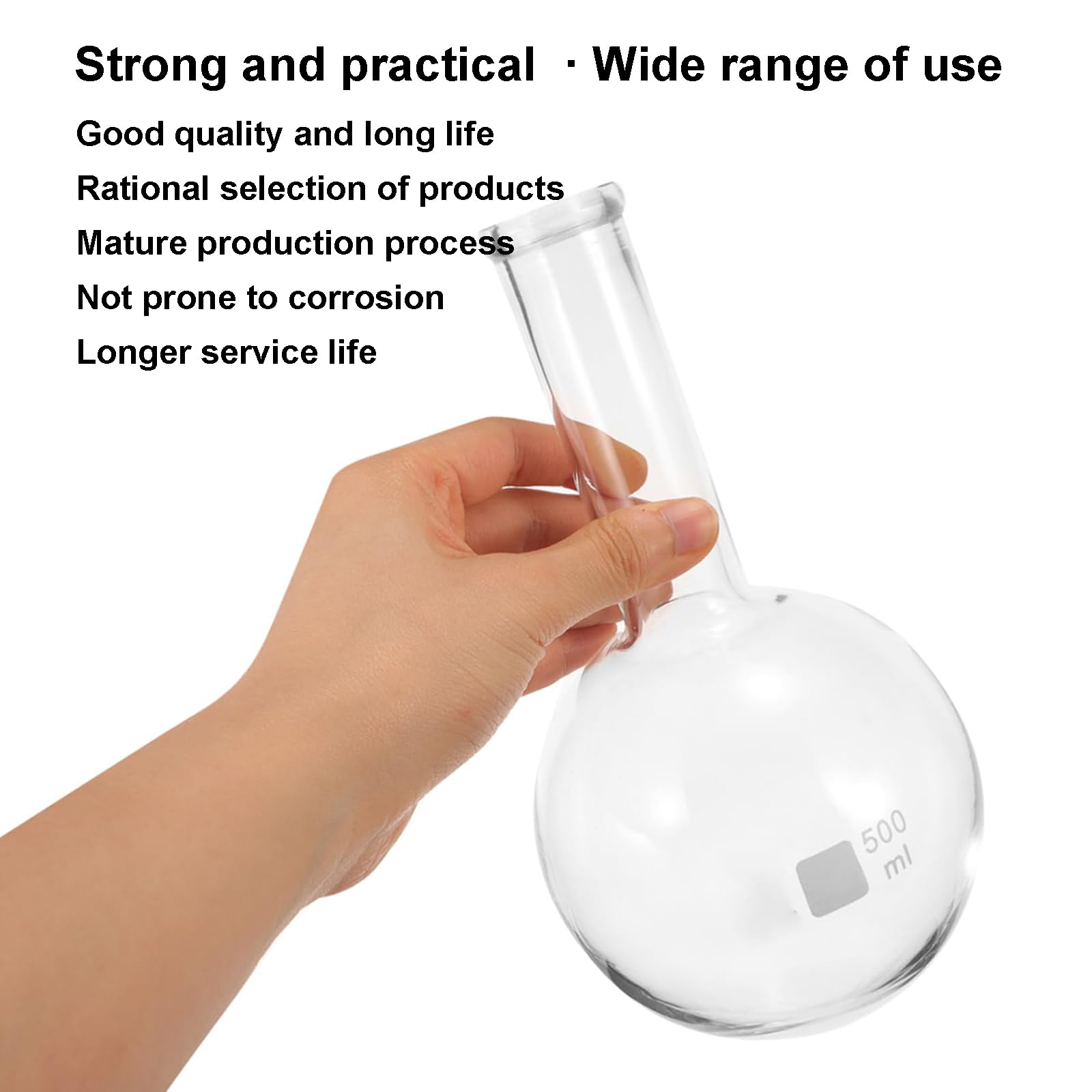 Pallone Per Ebollizione A Fondo Piatto in Vetro Borosilicato - Pallone Da Laboratorio A Collo Stretto Per Riscaldamento Ed Esperimenti, Vetro 3.3 Resistente Con Trasparenza, 500 Ml/1000 Ml/2000 Ml
