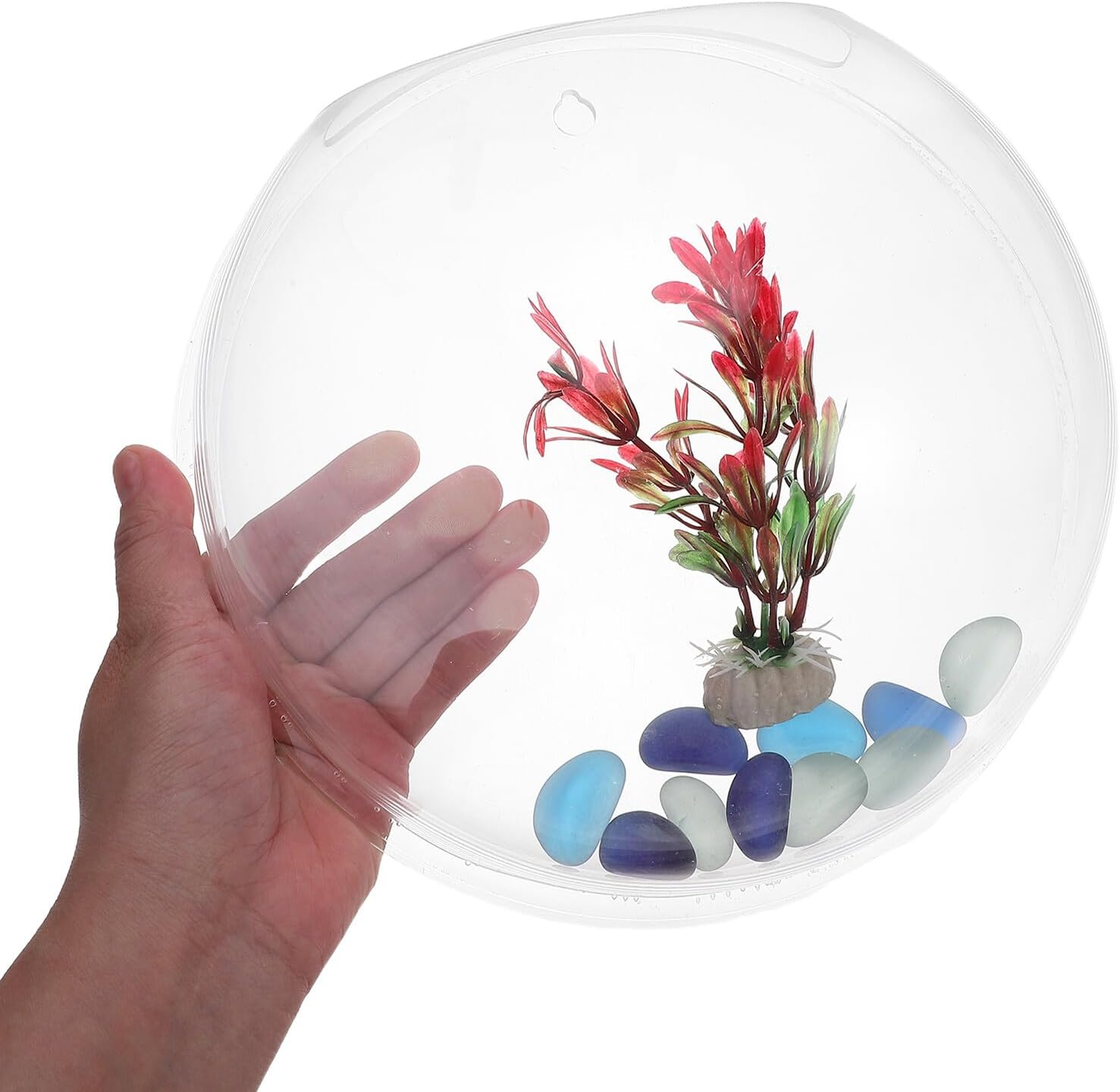 Kisangel Wall-Mounted Fish Bowl and Hanging Planter Acrylic Small Aquarium Propagation Station for Hydroponic Plants Indoor Decorative Vase for Home and Office