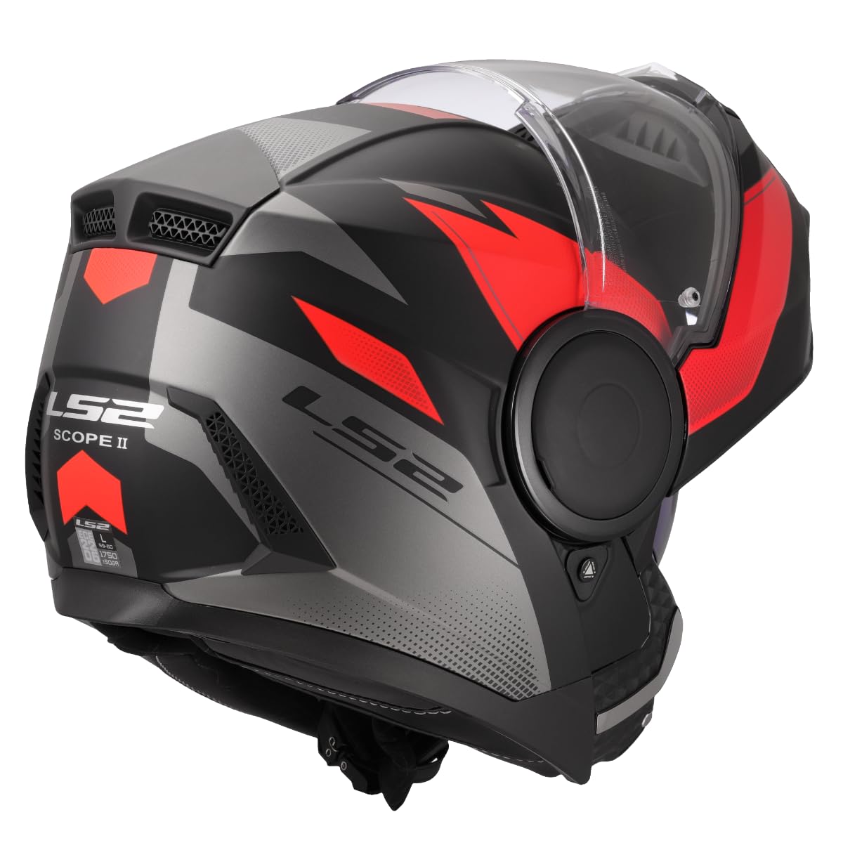LS2, Casco Moto Modular SCOPE II DURIA Black Red, XS