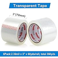 Vista 3 de JIALAI HOME Cinta de embalaje resistente de 3 pulgadas, 6 rollos, total 360 yardas - 3 pulgadas x 65 yardas, 2.4 mil de grosor, cinta de embalaje