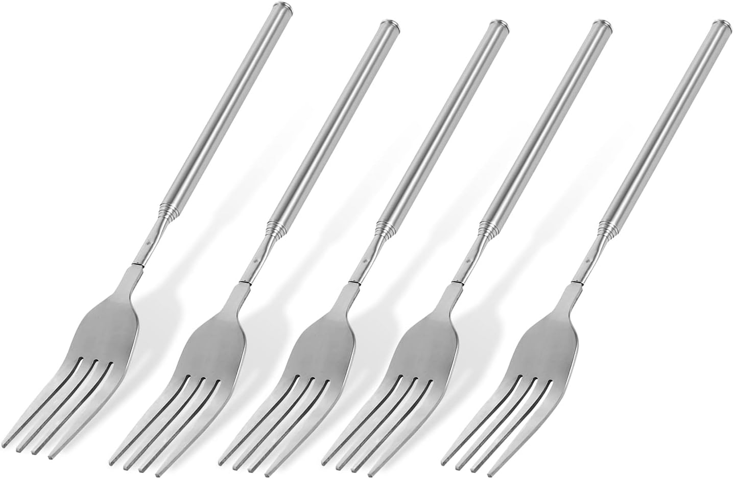 Yosoo 5Pcs Extendable Forks, Stainless Steel BBQ Telescopic