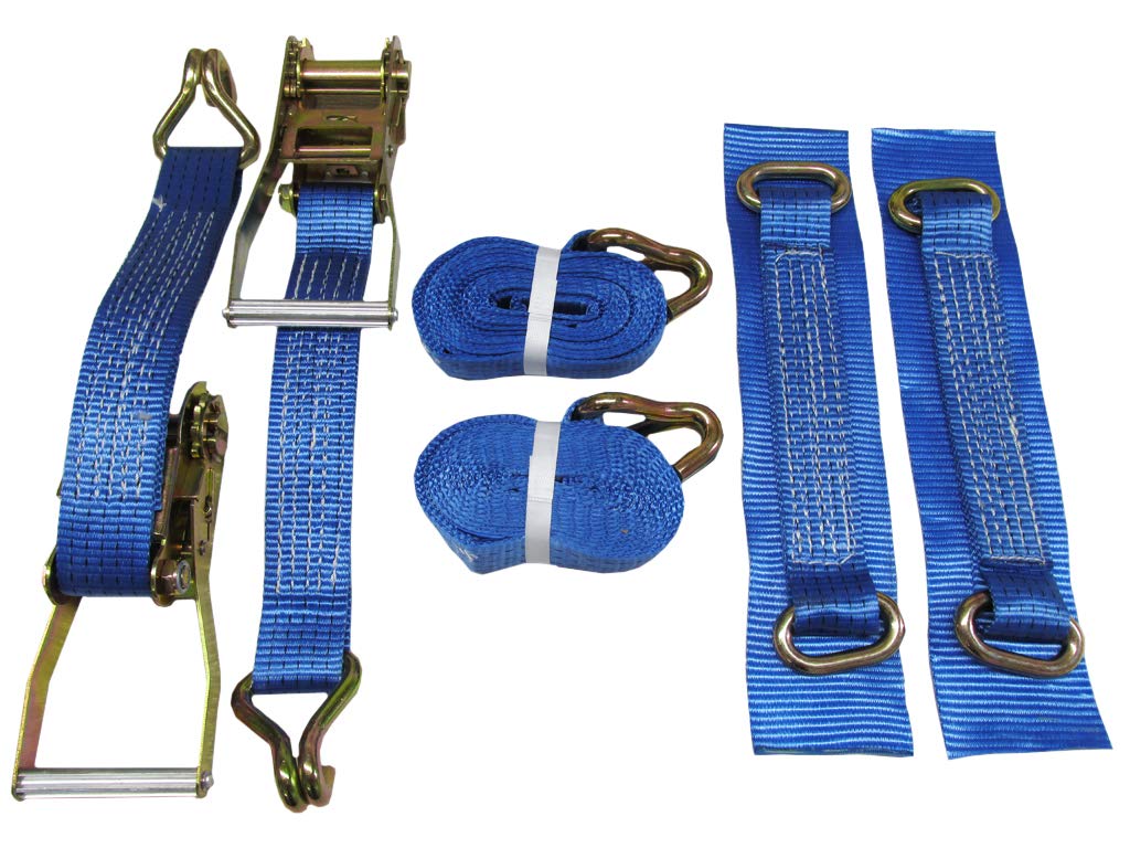 Recovery Ratchet Sets 50MM 4M 5T X2 (Wheel Tie Down Straps Oval Trailer Lashing Cargo J Hook)