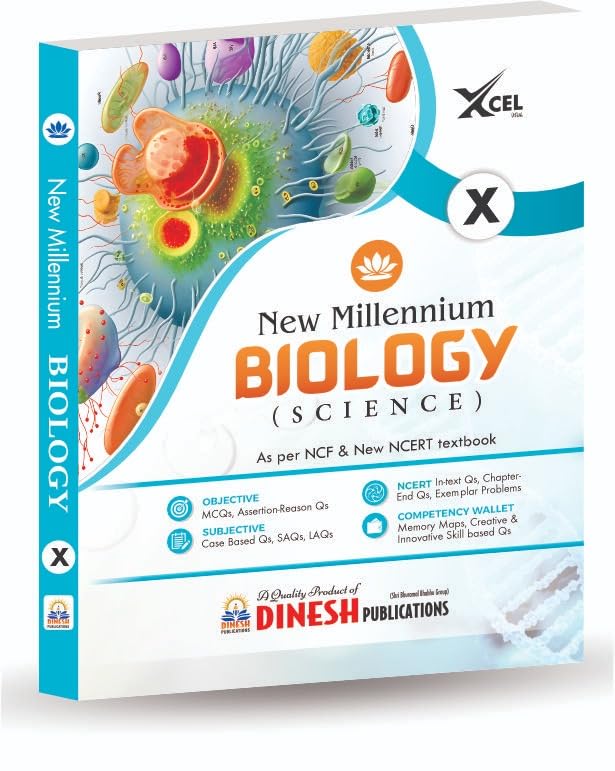 Image of DINESH New Millennium Biology Class 10 (2026-27 Edition) | Complete NCERT Solutions + Exemplar | MCQs, Assertion-Reason, Case Based Questions | Competency Wallet & HOTS | CBSE Board Exam Guide