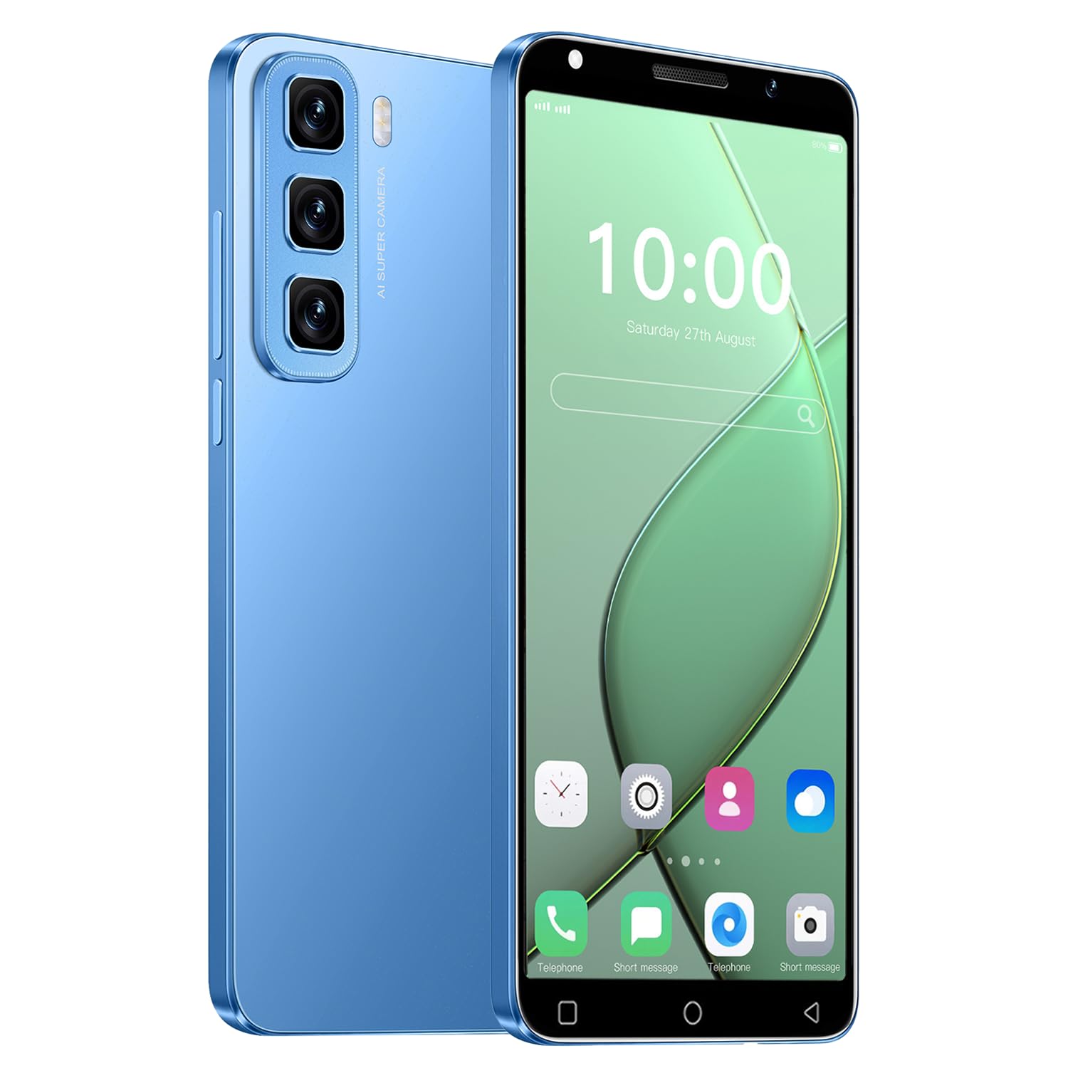 J24Ultra Telefoni Cellulari, 5.0'' Dual SIM Doppia Fotocamera, 16GB ROM Espansione 128GB, Android 9.0, Face ID/WiFi/GPS 3G Cellulare (Blu)