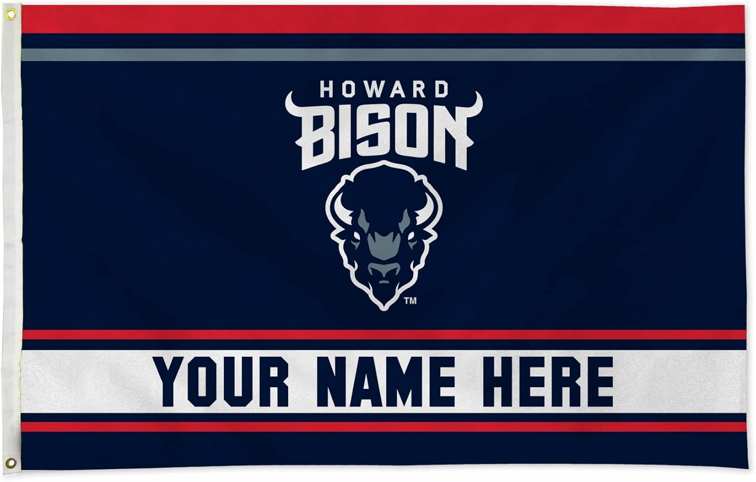 Rico Industries NCAA Howard Bison Personalized - Custom 3' x 5' Banner Flag - Made in The USA - Indoor or Outdoor Décor