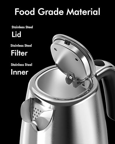 Miniatura 3 de Hervidor eléctrico de acero inoxidable - 1.7L 1500W, apagado automático, hervir rápido