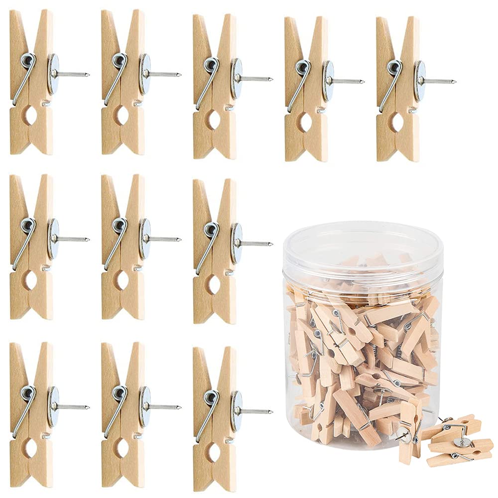 50 sztuk klipsów typu push-pin, szpilki z drewnianymi klamrami, szpilki do pinezek, drewniane, kreatywne, lekkie, wytrzymałe pinezki, do płyt korkowych, tabliczek ogranicznikowych, zdjęć