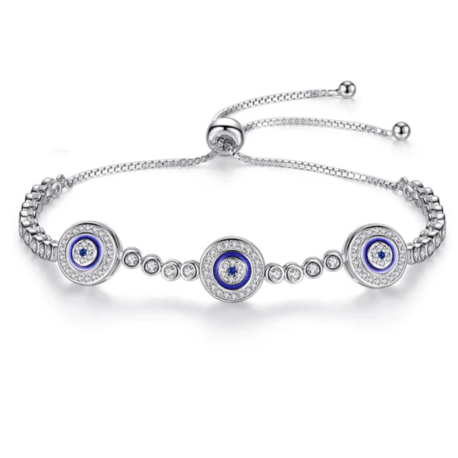 Braccialetti Da Tennis In Argento Sterling 925 Cz Bracciale Hamsa Evil Eye Rotondo Blu Per Bracciale Da Donna