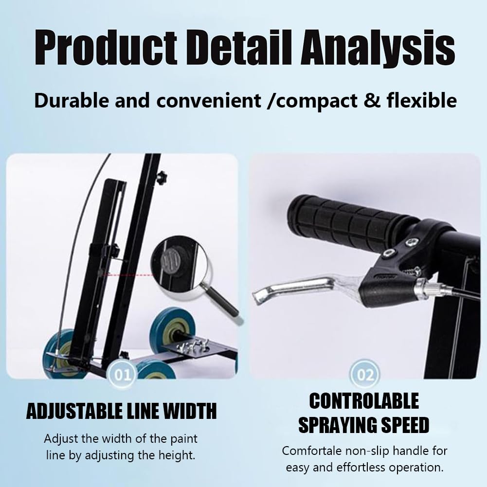 KK-GAL Heavy Duty Striping Line Marking Machine, Parking Lot Striping Machine, Spray Paint Line Marking Device, Floor Paint Line Applicator with 4 Wheels, Industrial Wheel Line Painting Machine