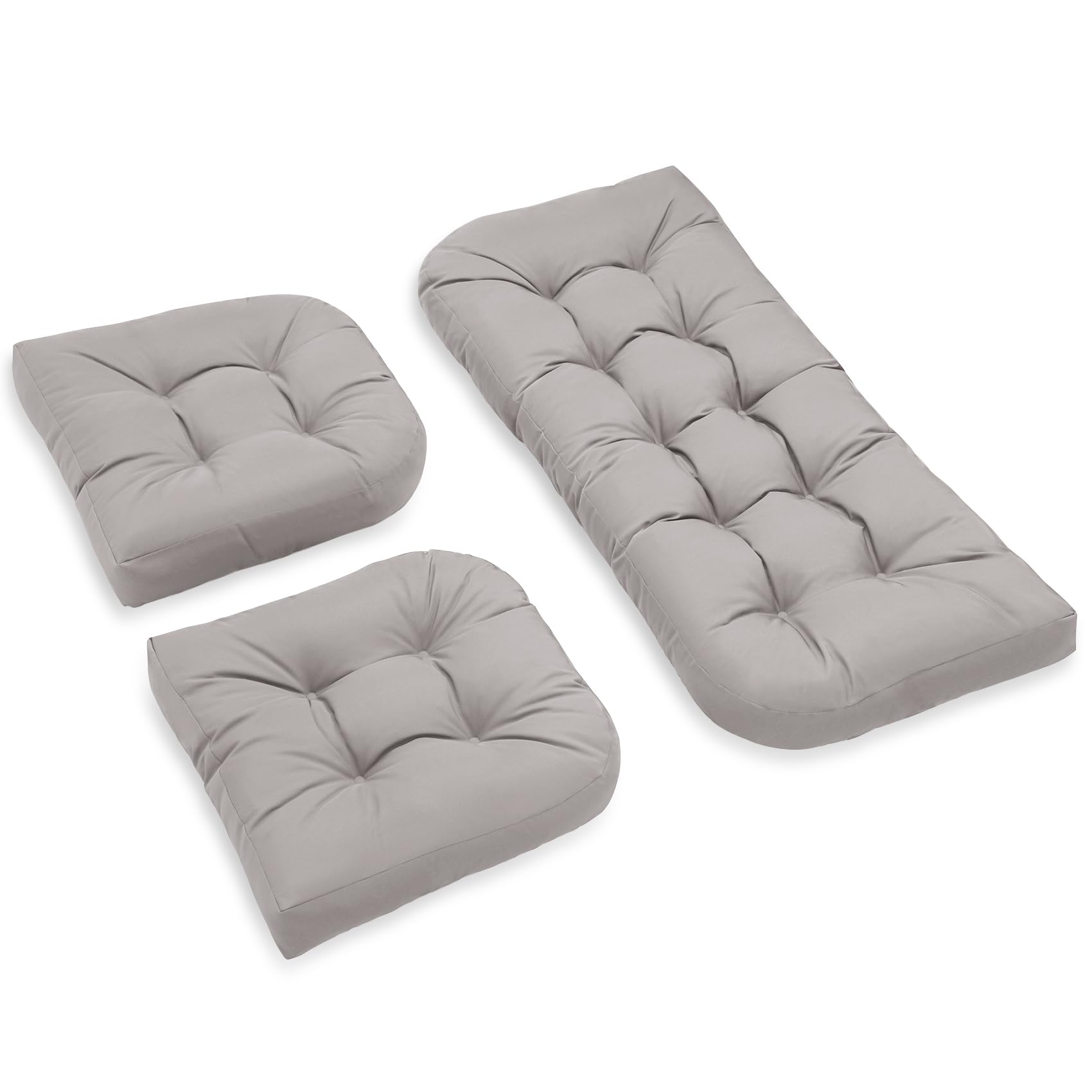 Olliwand Wicker Chair Cushions Set of 3. Anti-Slip/Waterproof Patio Furniture Chair Cushions. Tufted Outdoor Furniture Cushions 4 Inch Extra Thick. (