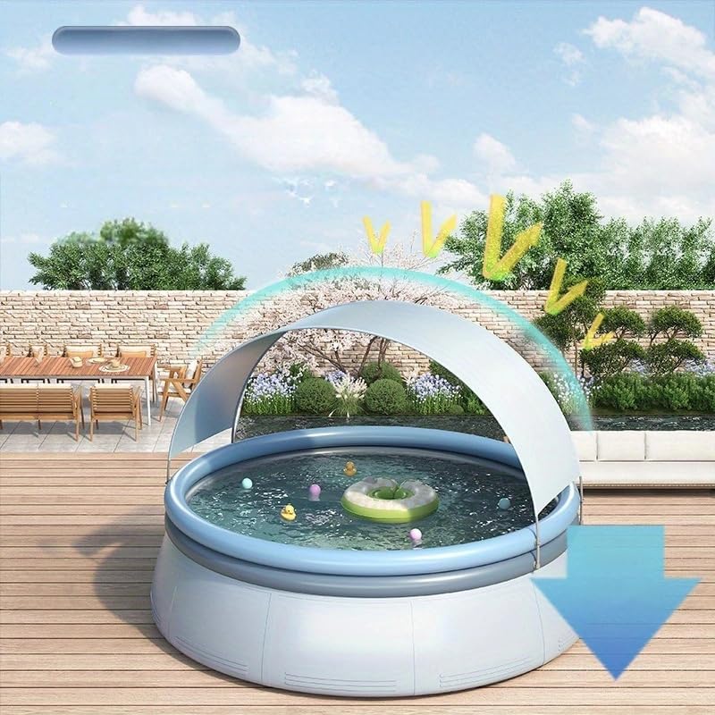 Inflatable Swimming Pool, Triple-Layer PVC Family Pool for 3-9 People, 1200 Gallon Capacity with Quick-Setup Top Ring, Heavy-Duty Outdoor Pool for Backyard/Summer Parties (118.11x118.11x25.98 inche)