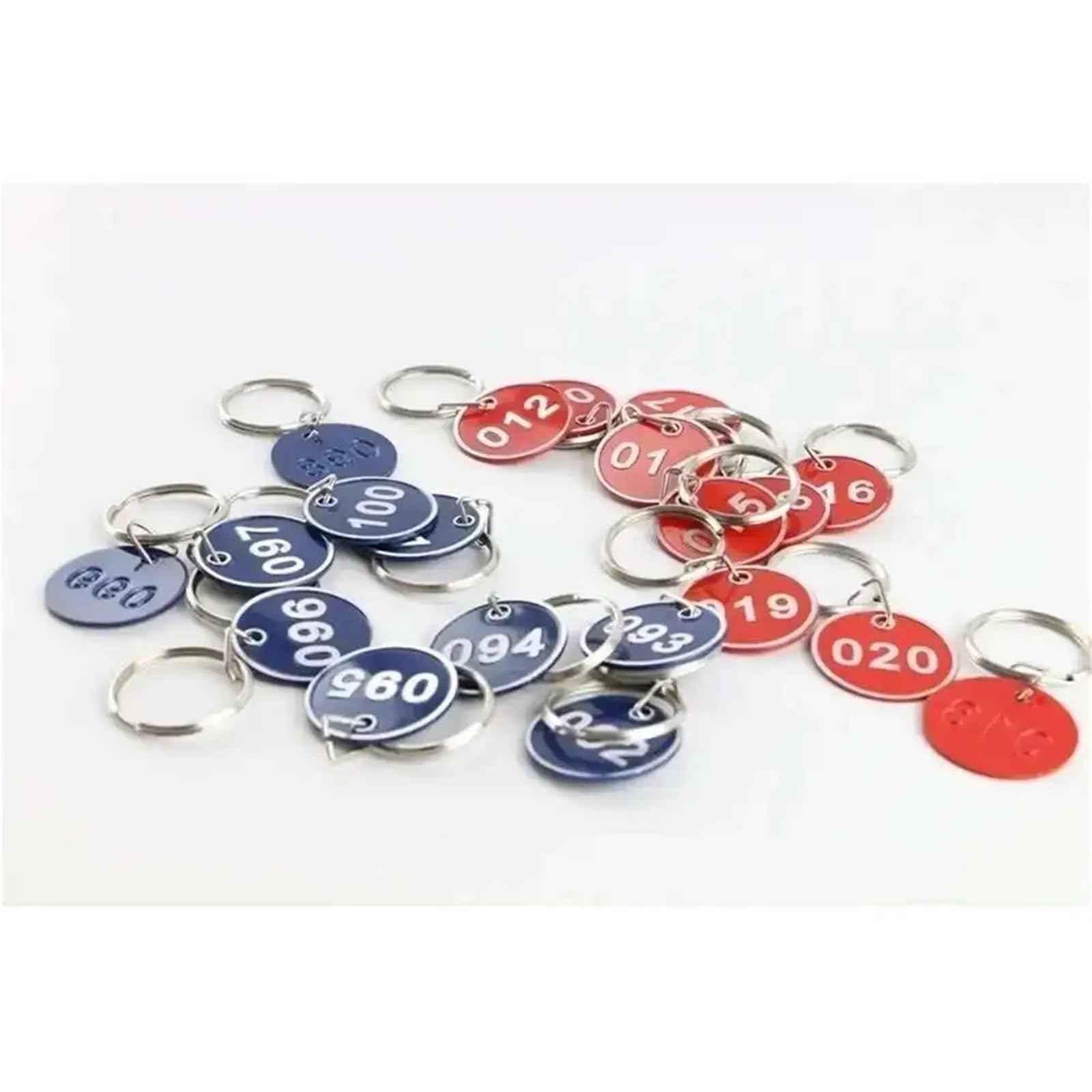 100pcs Metal Sign Keychain Signage With Ring Digital Label Tag Number Card Plate per Classify(Red,101-200)