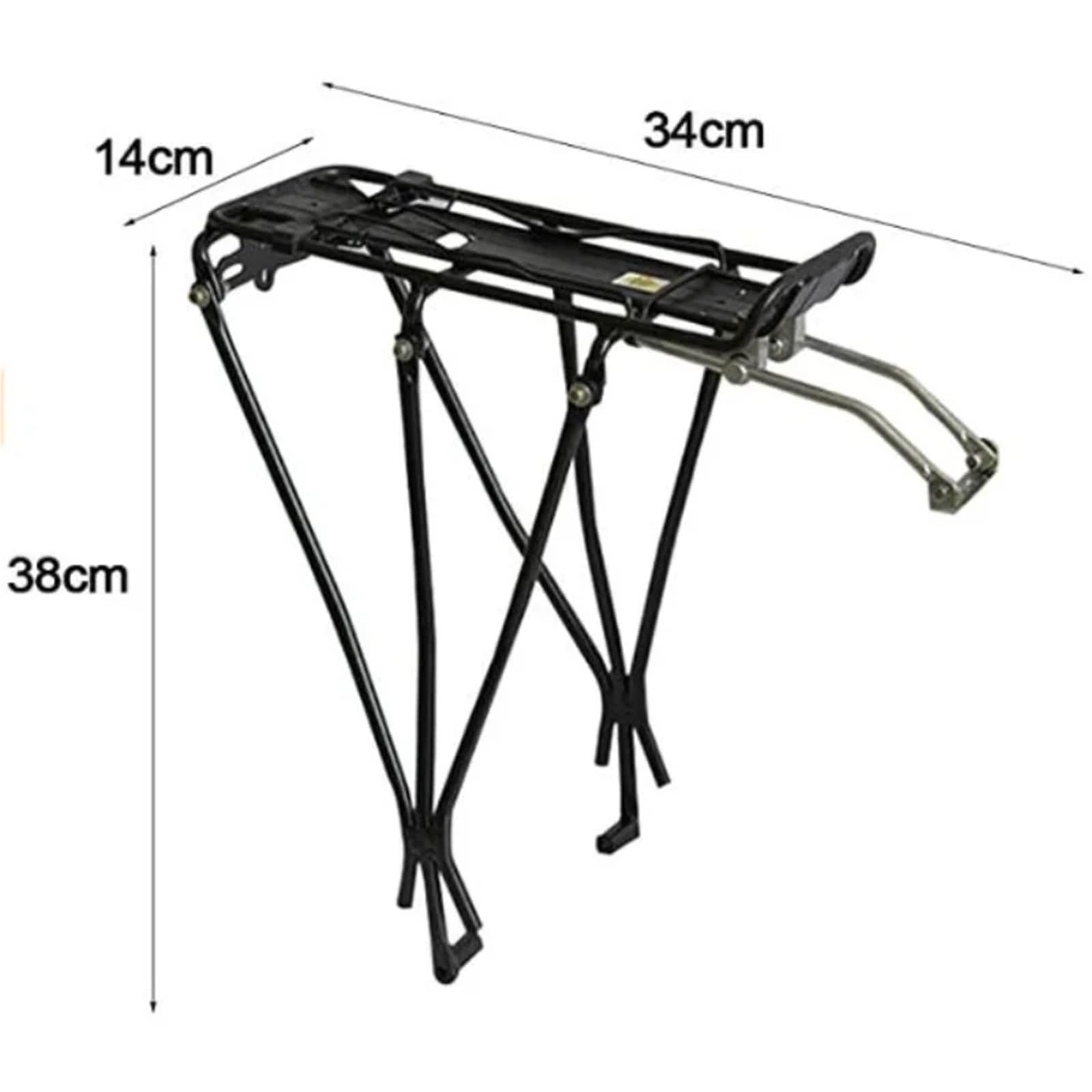 Portaequipajes Trasero para Bicicleta, Estante Trasero for Bicicleta MTB de aleación de Aluminio Negro 35x14cm 65kg for 24-28 Pulgadas