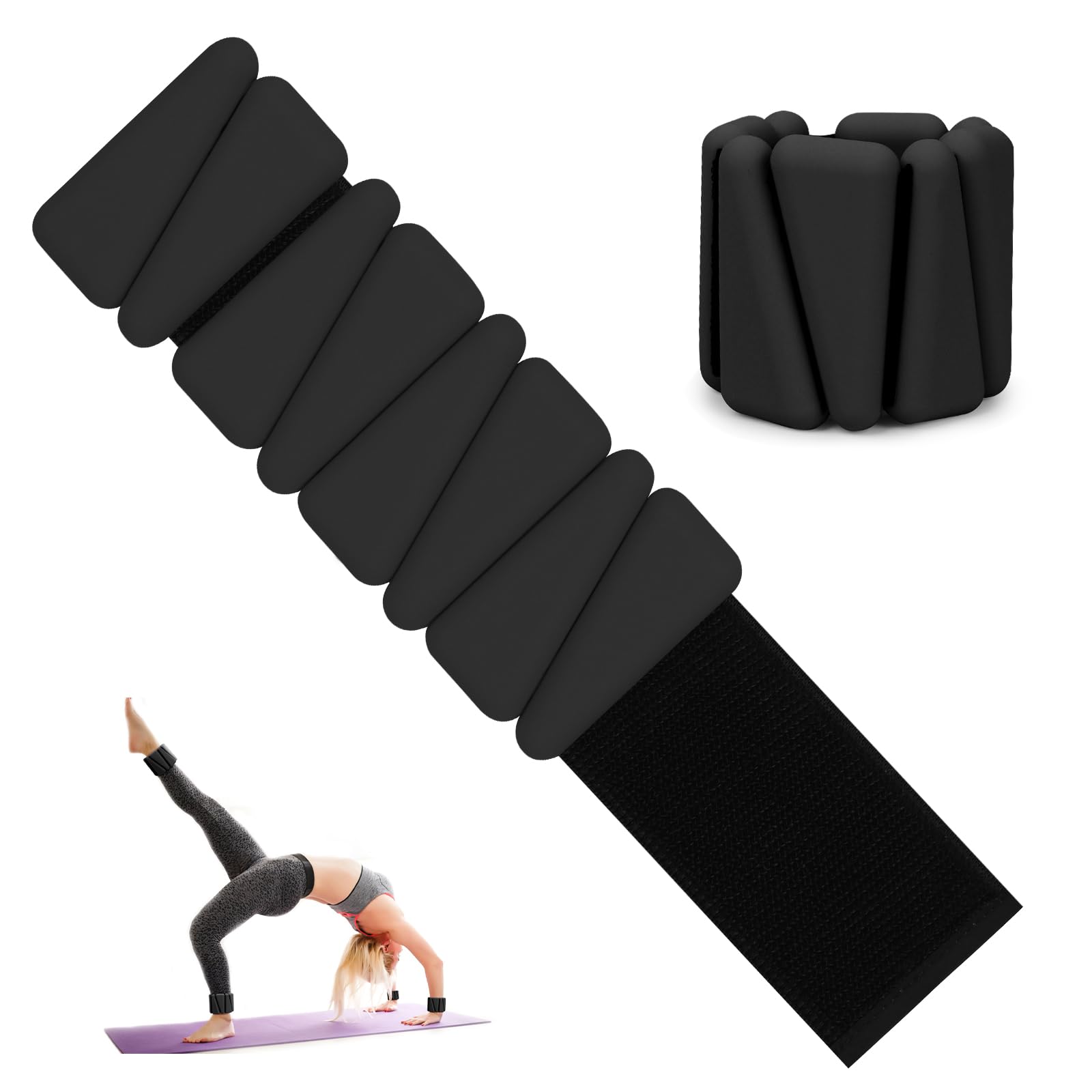 MESUADESI Ankle and Wrist Weights for Women, Adjustable Ankle Weights Silicone Bracelet Weights Arm Leg Weights for Women Men Ankle Weights for Yoga Running Swimming Pilates Gym Set of 2 (Black)