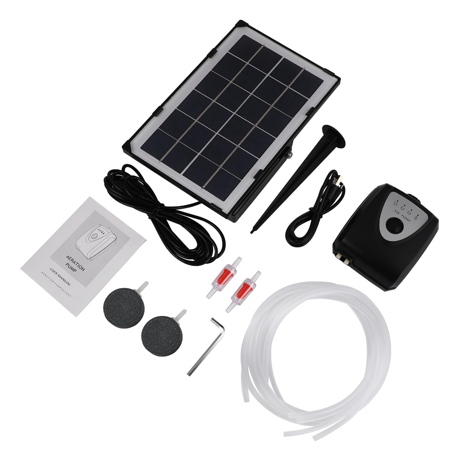 Fontanna solarna do oczka wodnego, Zestaw aeratora pompy powietrza zasilany energią słoneczną urządzenia do natleniania USB ładowanie napowietrzacz do stawu pompa wodna do akwarium ogród staw/oczko wo