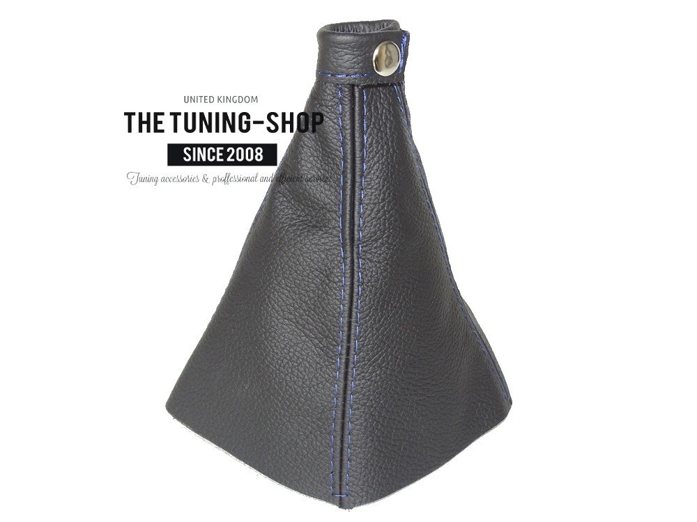 The Tuning-Shop Ltd for Hyundai Coupe Tiburon 2002-2008 Shift Boot Black Genuine Leather Blue Stitching