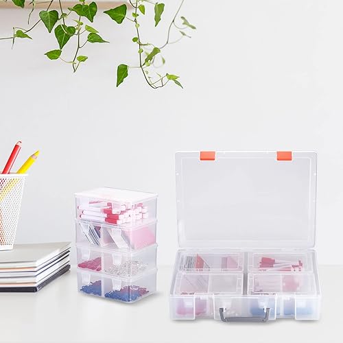 Miniatura 4 de PATIKIL Caja de almacenamiento de tarjetas de béisbol, 1 juego de organizador transparente para tarjetas deportivas, contenedor de plástico para