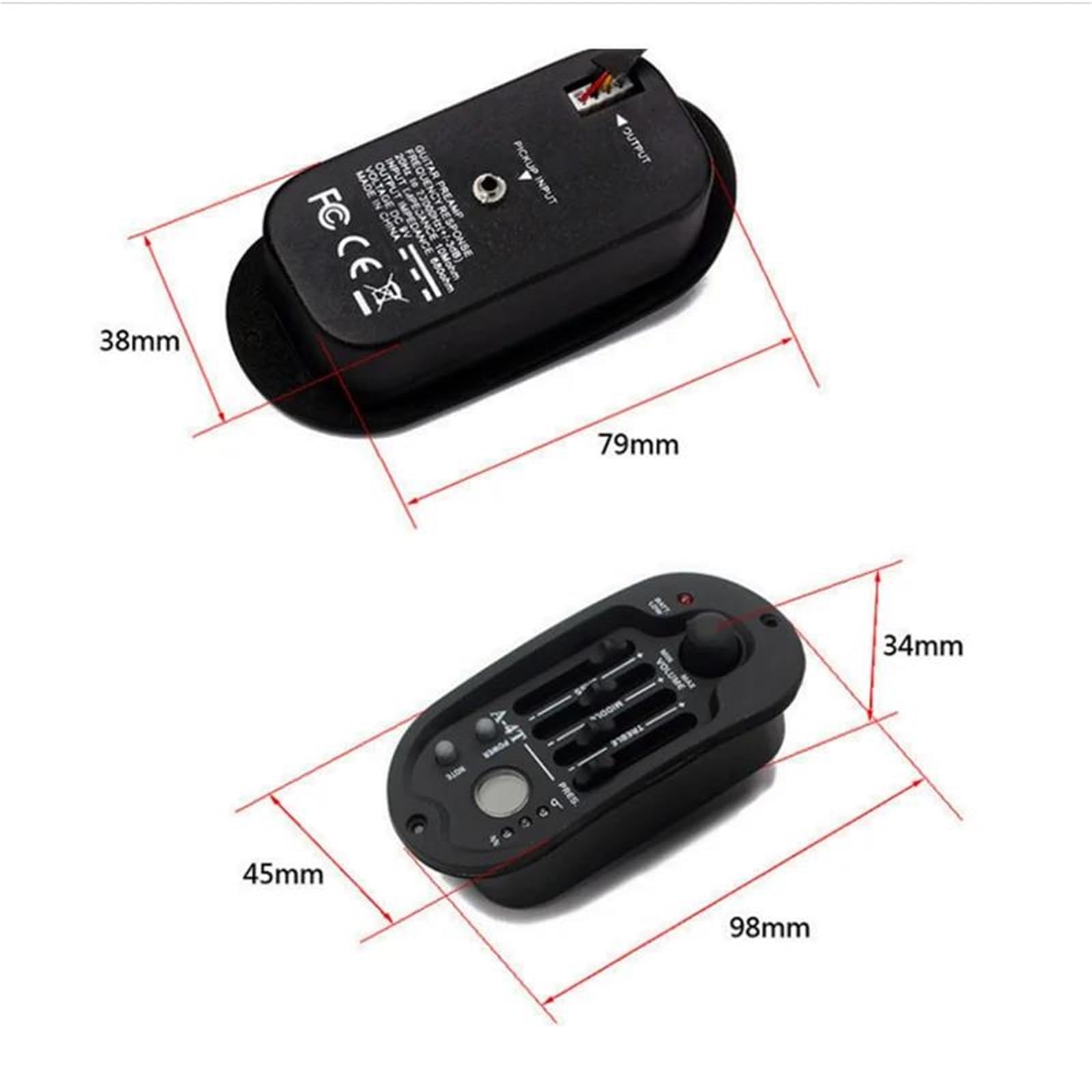 Preamplificatore per chitarra acustica ovale con equalizzatore a quattro bande e accordatore digitale rotondo Pickup Chitarra Acustica