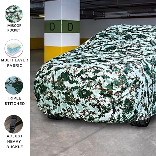 Image of Auto Hub Car Cover Compatible with Amaze (Model- 2024-Till Date) with Mirror Pocket, Soft Cotton Lining, Amaze Car Cover Waterproof - Forest Look