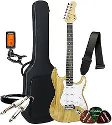 Kit Guitarra Elétrica Bravo Beg100 Strato Série Coldguitar + Acessórios (Natural)