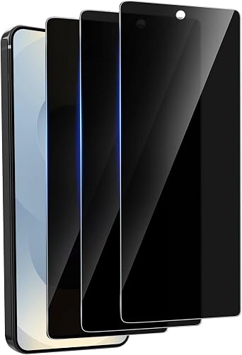 3 Pack Privacy Screen Protector for Samsung Galaxy S24 Ultra Tempered Ultra-Thin Glass with 9H, Anti Scratch, Bubble Free [Support Fingerprint Unlock] Black