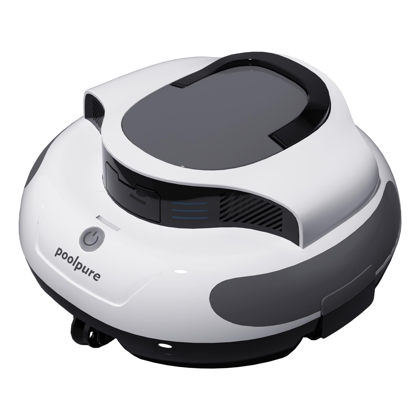 POOLPURE Aspirateur de Piscine, 5000 mAh, Double Moteur - Indicateurs LED - Fonction Auto-stationnement - IPX8 - Robot de Piscine sans Fil pour piscines, pour Piscine Plate Max 90㎡,Blanc