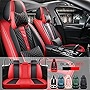 Car Seat Covers Fit for Dodge Challenger 2008-2022 5 Seats Waterproof Faux Leather Front ＆ Rear Seat Cover Accessories (Luxury Full Set/Black Red)