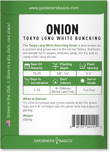 Miniatura 2 de Gardeners Basics, Semillas de cebolla verde para plantar el racimo blanco largo de Tokio es una gran variedad de verduras no transgénicas, 200