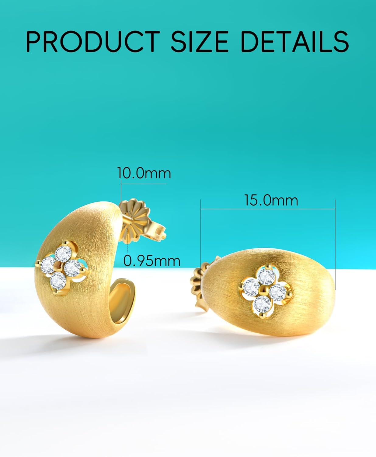 Clover Hoop Earrings for Women Gifts with Lab Grown Moissanite|Lab Grown Emerald|18K Gold Plated S925 Sterling Silver Non Tarnish - Image 8