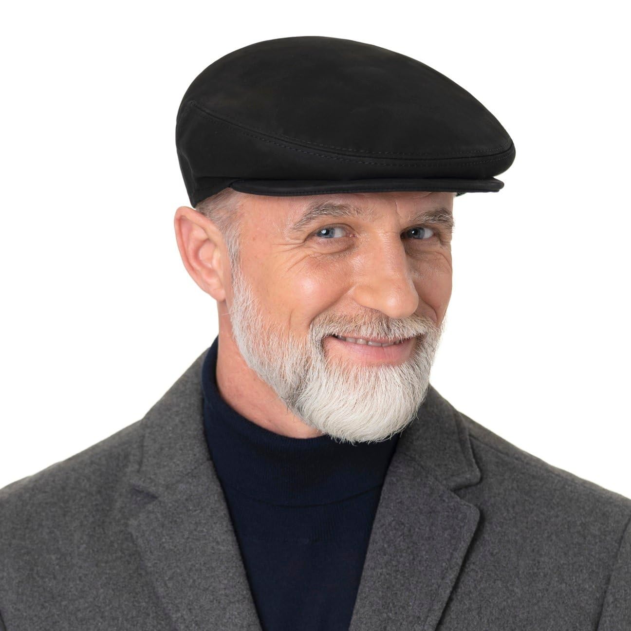 LIERYS Lederflatcap Schirmmütze Used Look Waxed Made in Italy Damen und Herren Sommer Winter