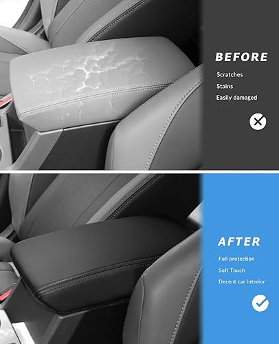 Miniatura 3 de INTGET Funda para reposabrazos de consola central de cuero para Subaru CrosstrekImpreza 2024 2025 (costuras negras, 2024+)