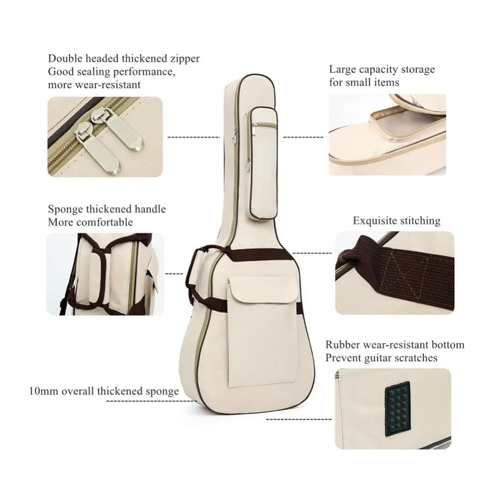 Mochila for guitarra eléctrica de 40/41 pulgadas, tela Oxford 600D, acolchado grueso, impermeable, bolsa for concierto acústico con correa for el cuello(Brown)