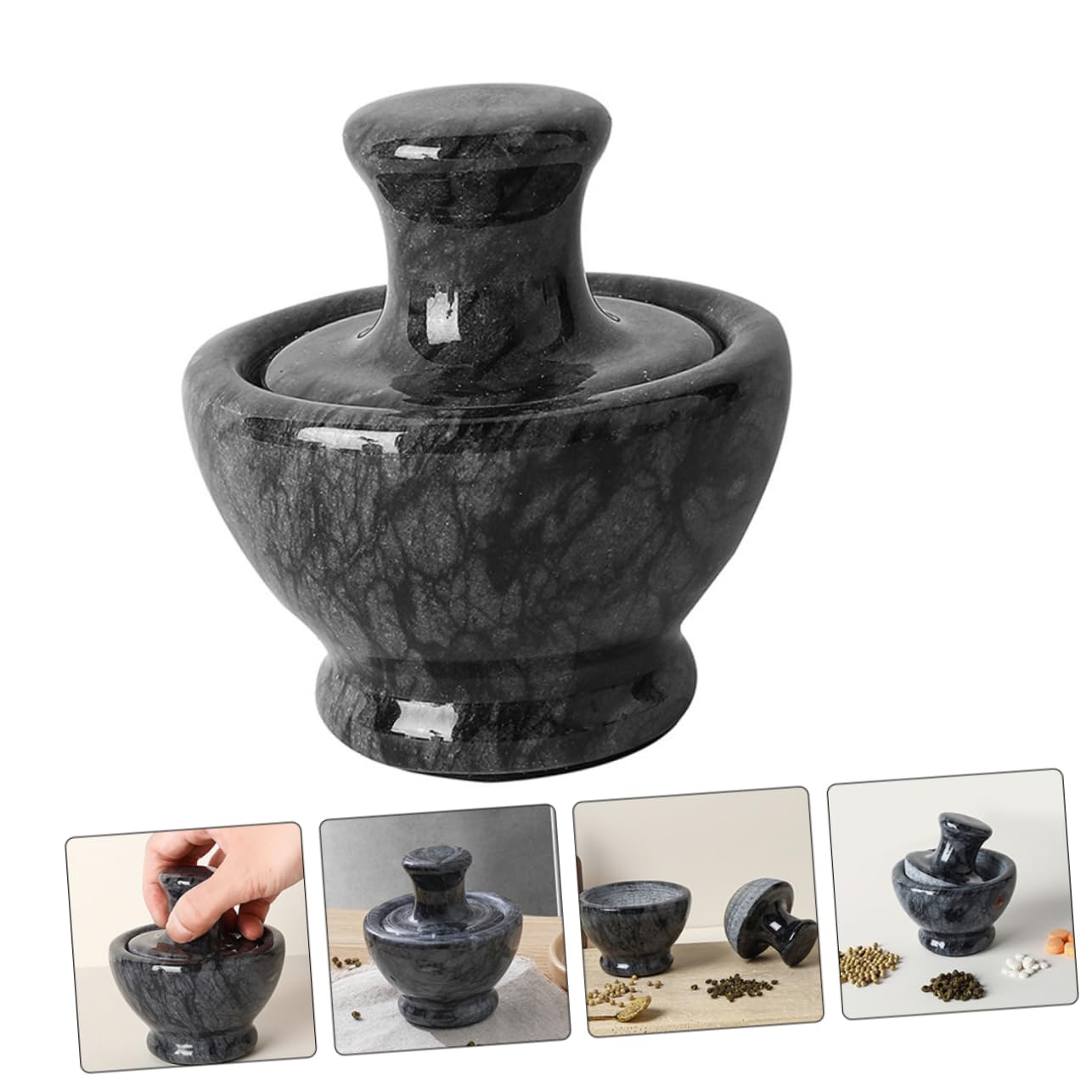 COLLBATH Olla De Triturar De Mármol Juego De Mortero Para Cocina y Restaurante Fácil De Usar