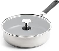 KitchenAid Classic Rozsdamentes Acél Serpenyő 26 cm Kerámia Tapadásmentes Bevonattal, Üvegfedővel, Indukciós, Mosogatógépben Mosható 1